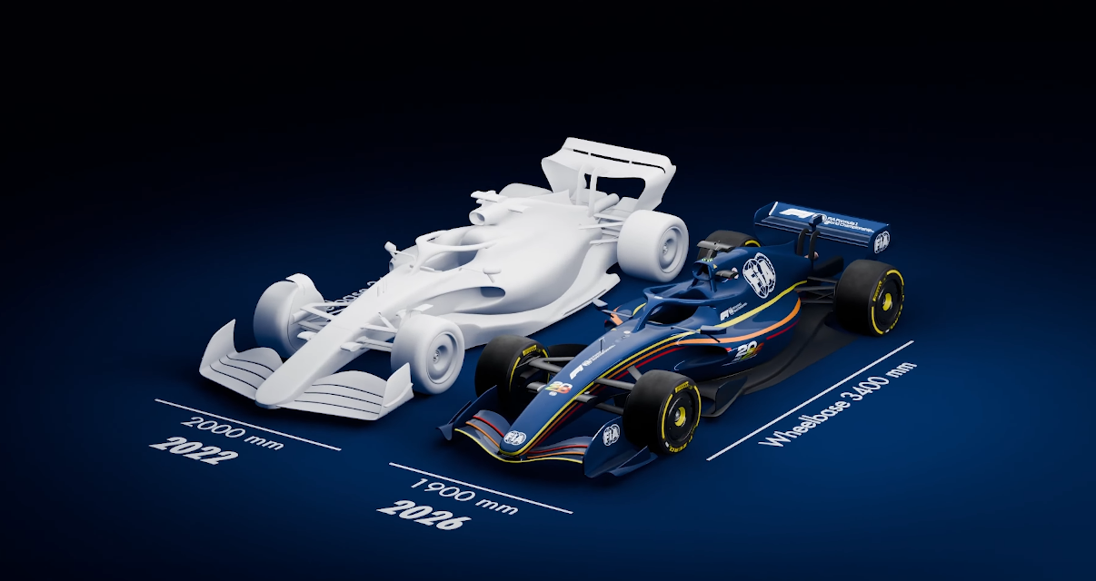 The smaller, narrower 2026 car generation compared with its predecessor