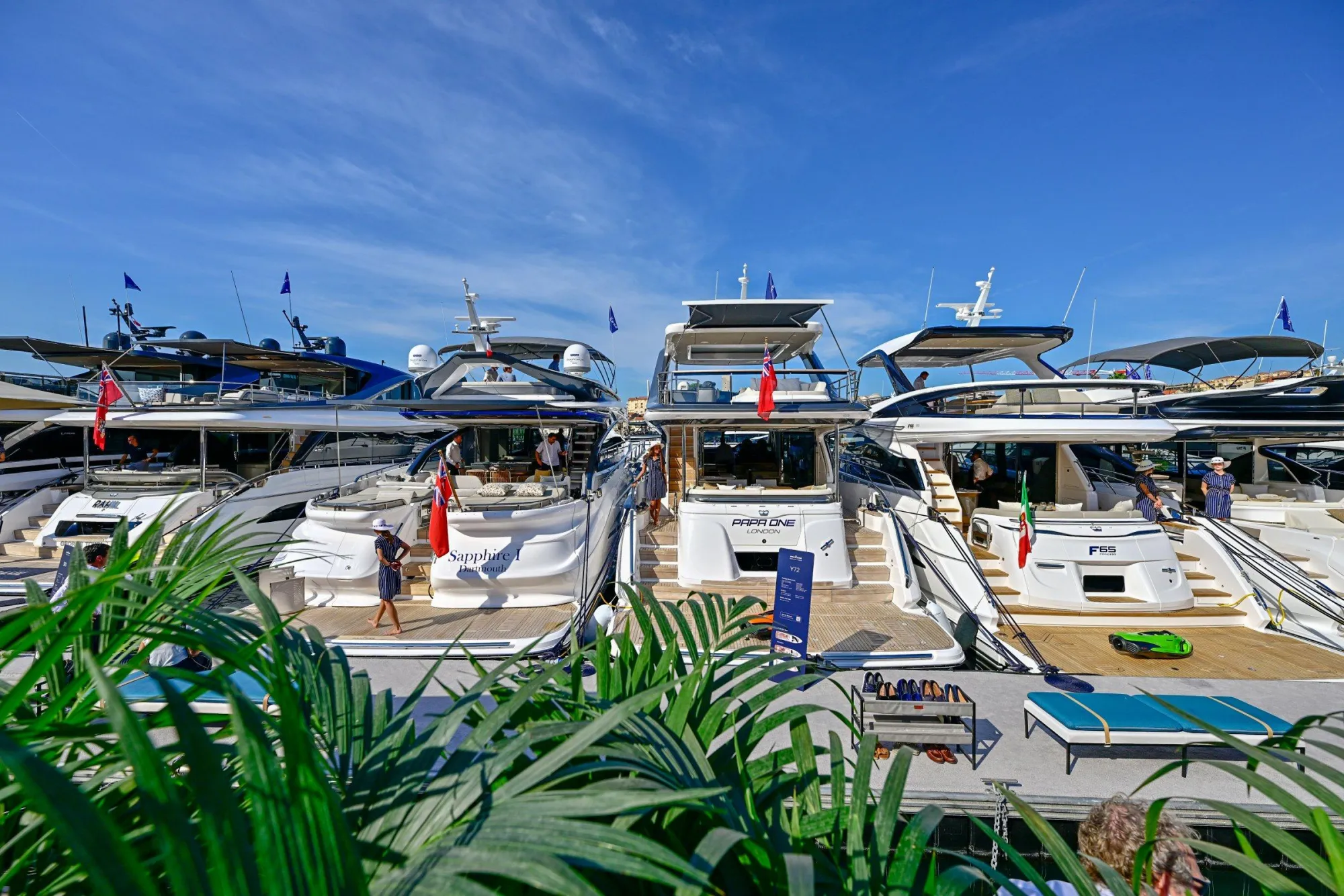 Yachts moored in Cannes harbour during the Cannes Yachting Festival