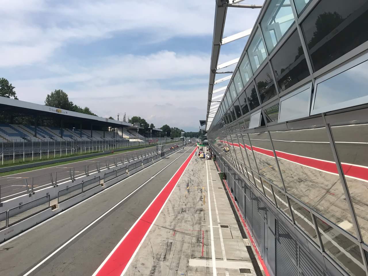 The pit lane and main straight at Autodromo Nazionale Monza